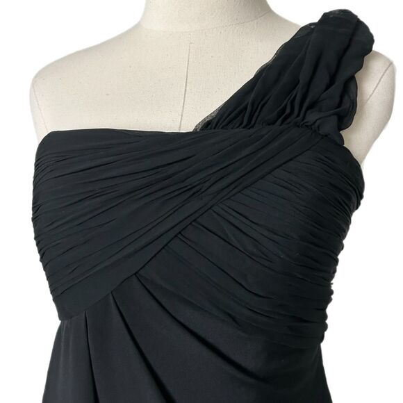Marchesa Notte 100% Silk One Strap Mini Dress in Black Size 6 - Picture 2 of 5